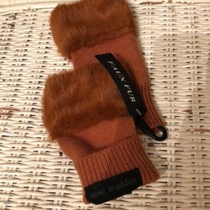 Steve Madden Faux Fur Fingerless Gloves